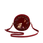 Red Star Gazing Rabbit Embroidered Circle Bag