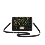 Black Embroidered Foldover Bag