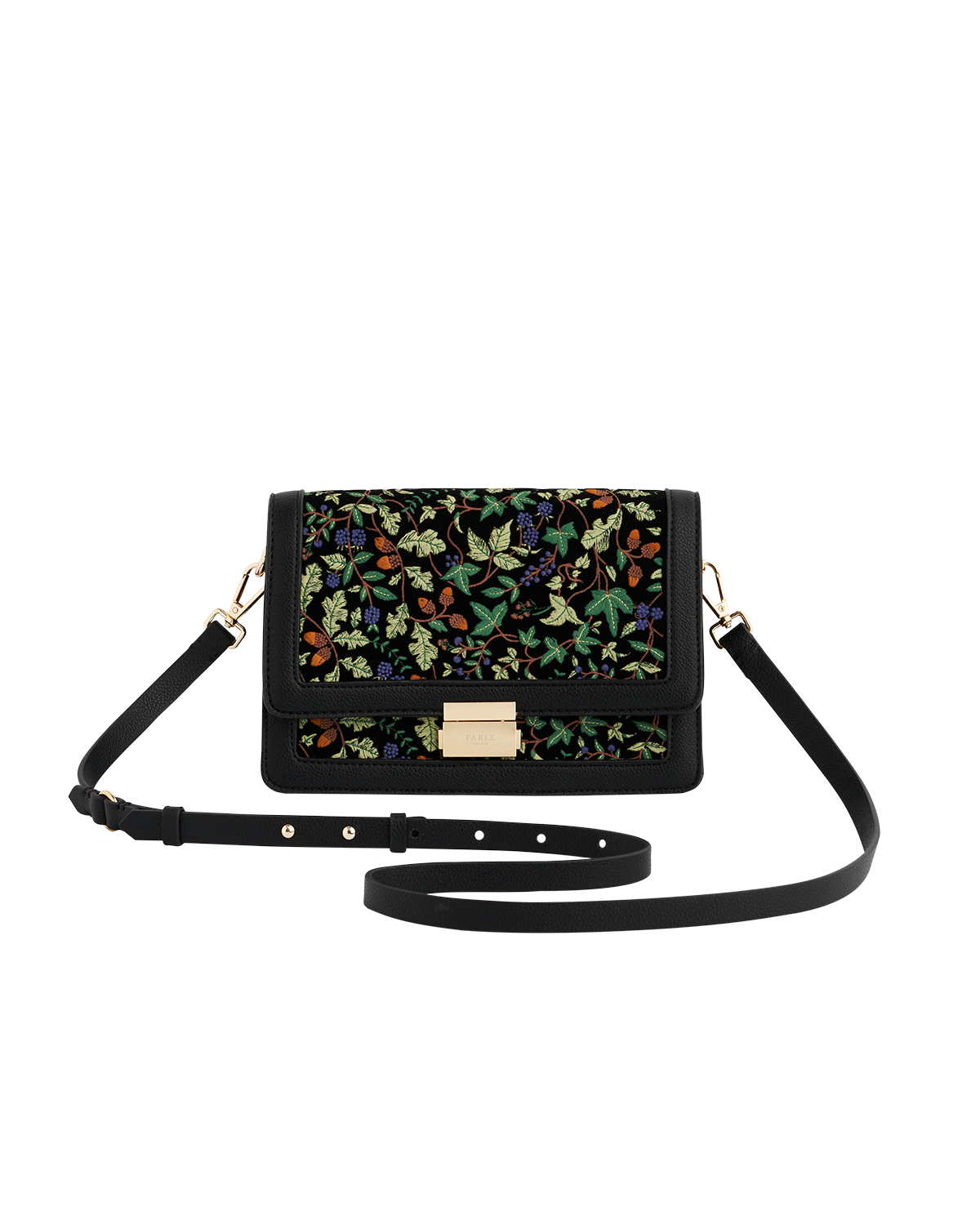47355-Black-Embroidered-Fold-Over-Bag_2.png Black Embroidered Foldover Bag - Image 1