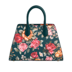Teal Roses Structured Tote Medium