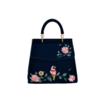 Blue Rosy Posy Embroidered Mini Top Handle Tote