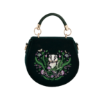 Green Badger Embroidered Top Handle Saddle Bag