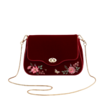 Mary Floral Embroidered Red Velvet Clutch