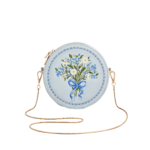 Isabel Floral Bow Blue Embroidered Circle Bag