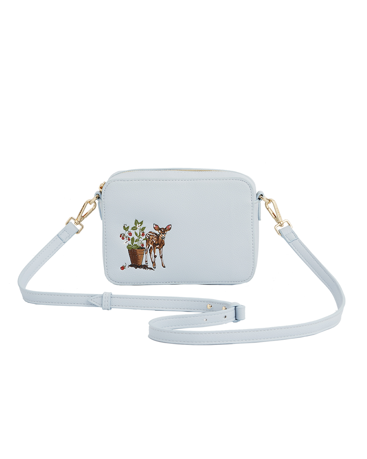 47414-blue-strawberry-fawn-camera-bag-web.png Charlotte Strawberry & Fawn Blue Embroidered Camera Bag - Image 1
