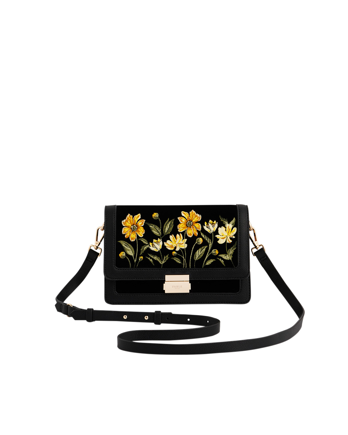 47423_f-Black-Botanical-Velvet-Embroidered-Foldover-Bag_2.png Black Botanical Velvet Embroidered Foldover Bag - Image 1