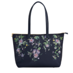 Navy Passion Flower Grab Tote