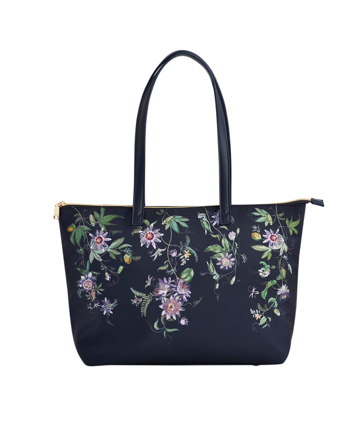 47424_g-Navy-Passion-Flower-Grab-Tote_2.png Navy Passion Flower Grab Tote - Image 1