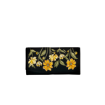 Black Botanical Velvet Embroidered Purse Large