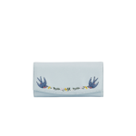 Swallow Embroidered Large Blue Purse