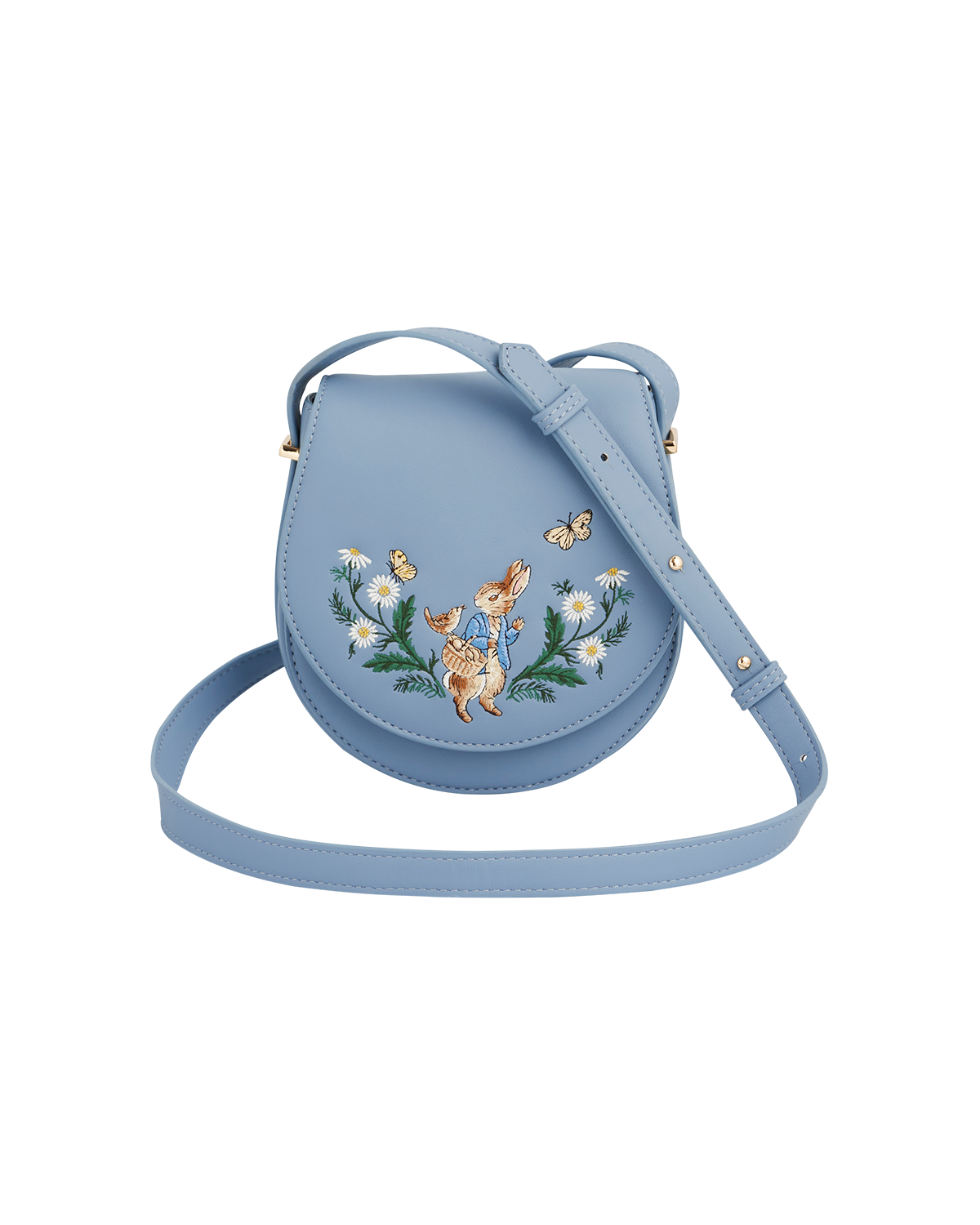 47456_Fable-England-x-Peter-Rabbit-Blue-Velvet-Embroidered-Circle-Jewellery_Box_1.png Fable England x Peter Rabbit Blue Saddle Bag - Image 1