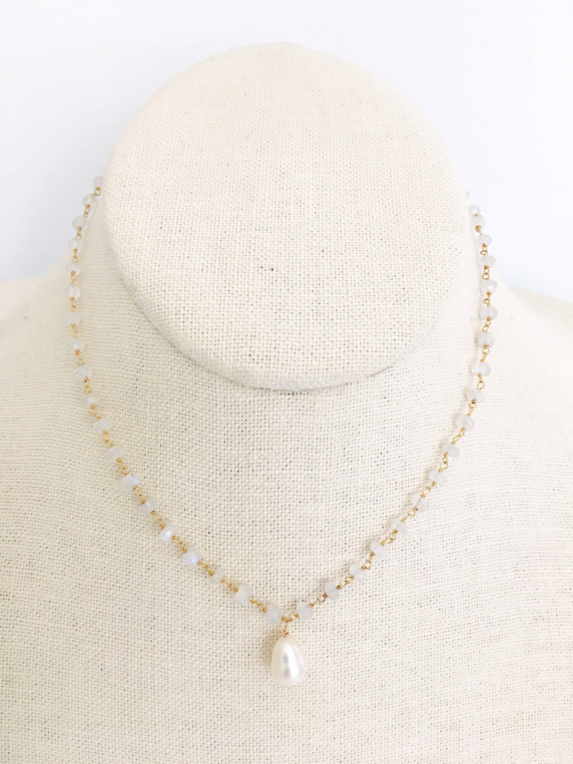 6084b2a14cb3c53fb0147773253e9daed9615af83688425bcbd799ee4425792e.jpg Diddi White Moonstone + Pearl Necklace - Image 1
