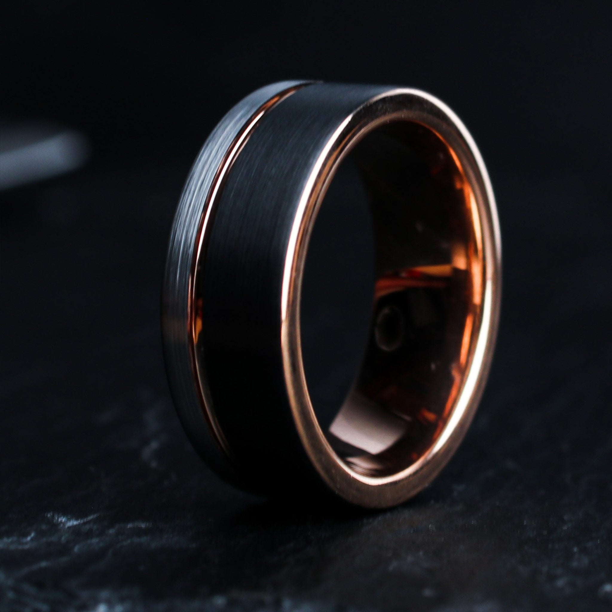 Brushed-Tungsten-Rose-Gold-8mm-Wedding-Band.jpg The Brutalist - Image 1