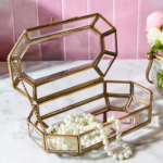 Glass Jewelry Box With Gold Antique Trim