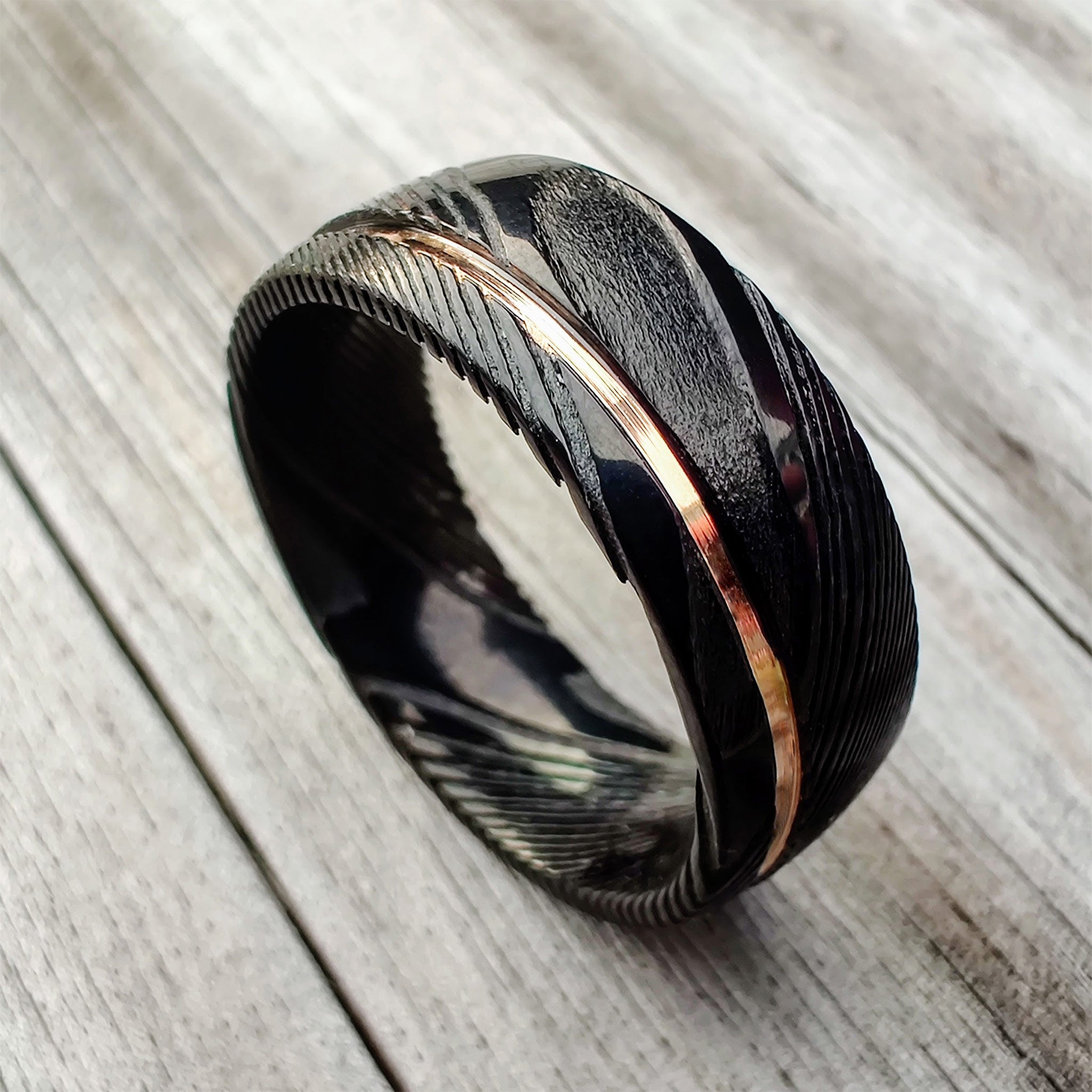 The-Direwolf-Damascus-Rose-Gold-Ring.jpg The Direwolf - Image 1