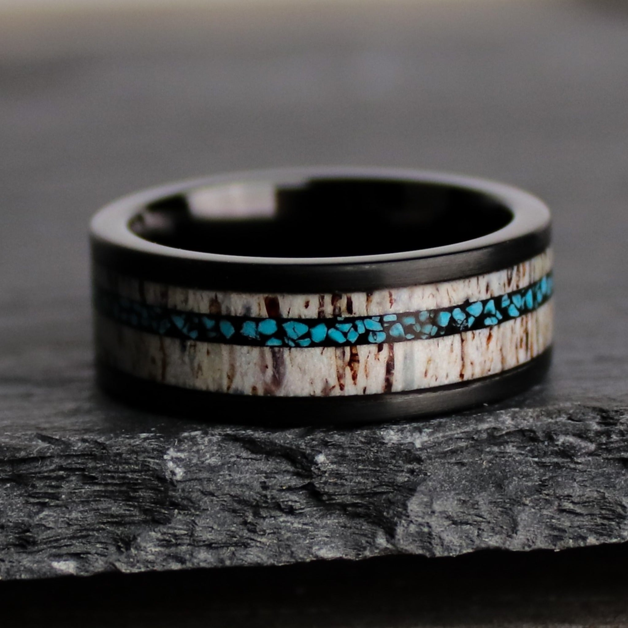 The-Hemingway-Antler-Turquoise-Black-Mens-Wedding-Band-Thorum-2.jpg The Hemingway - Image 1