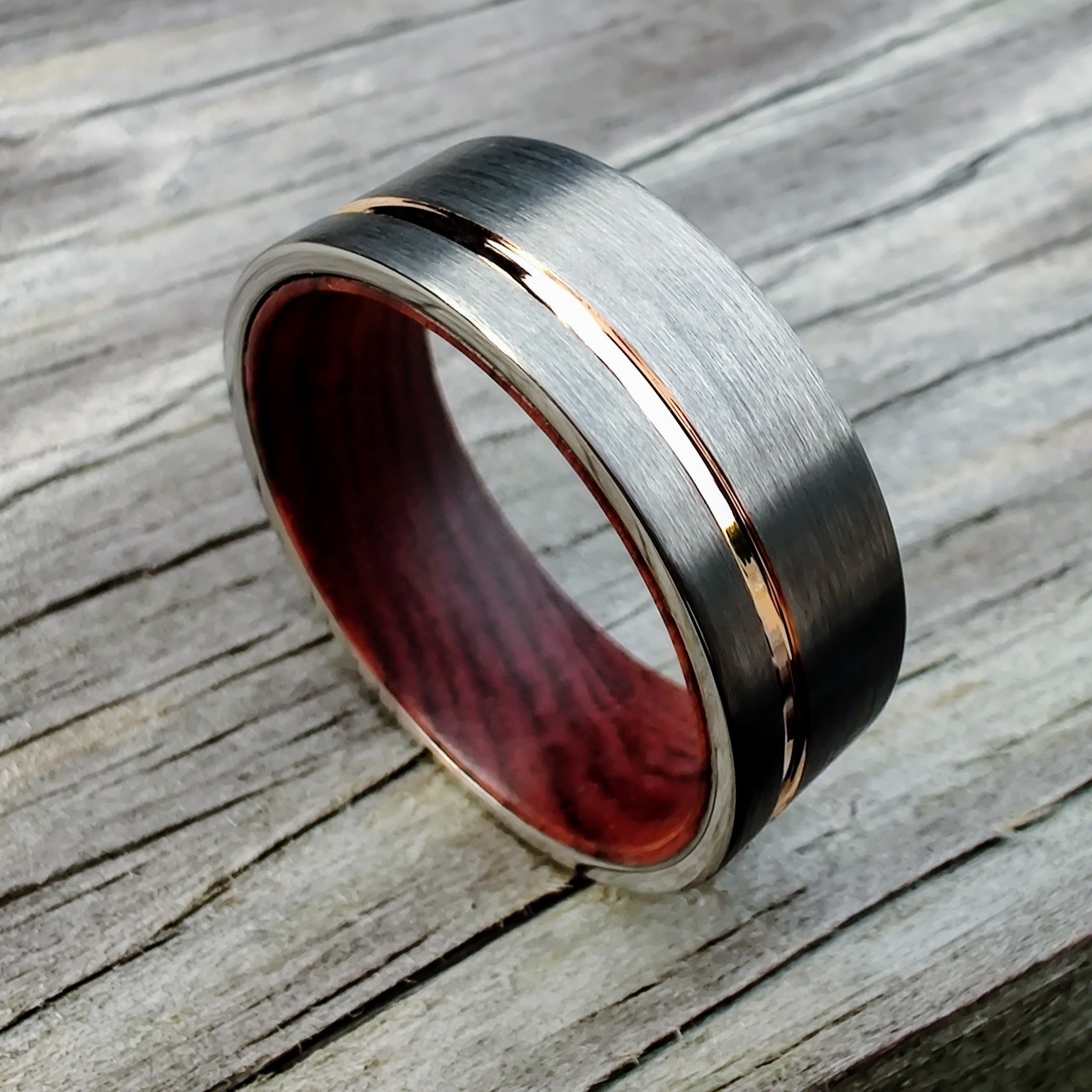 The-Lancelot-Mens-Iron-Wood-and-Rose-Gold-Wedding-Ring-Thorum-5.jpg The Lancelot - Image 1