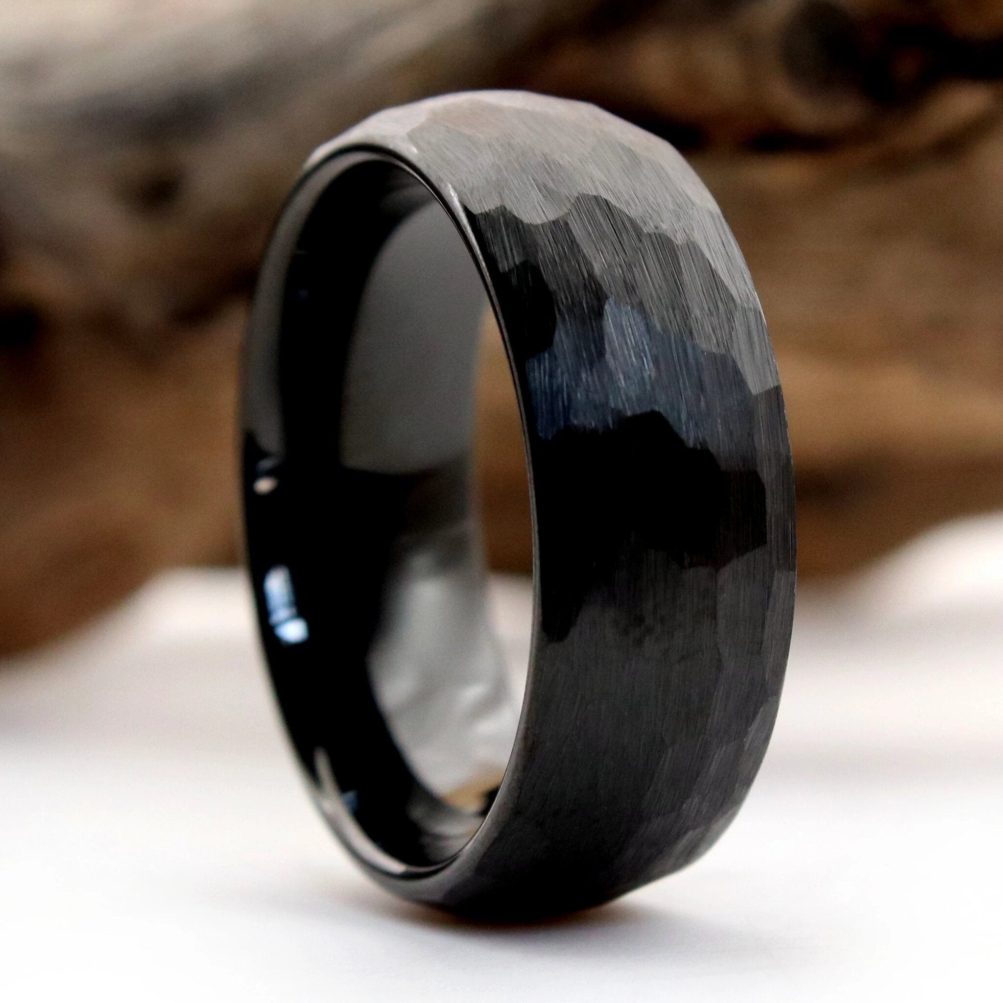 The-Saga-Hammered-8mm-Black-Ring-1.jpg The Saga - Image 1
