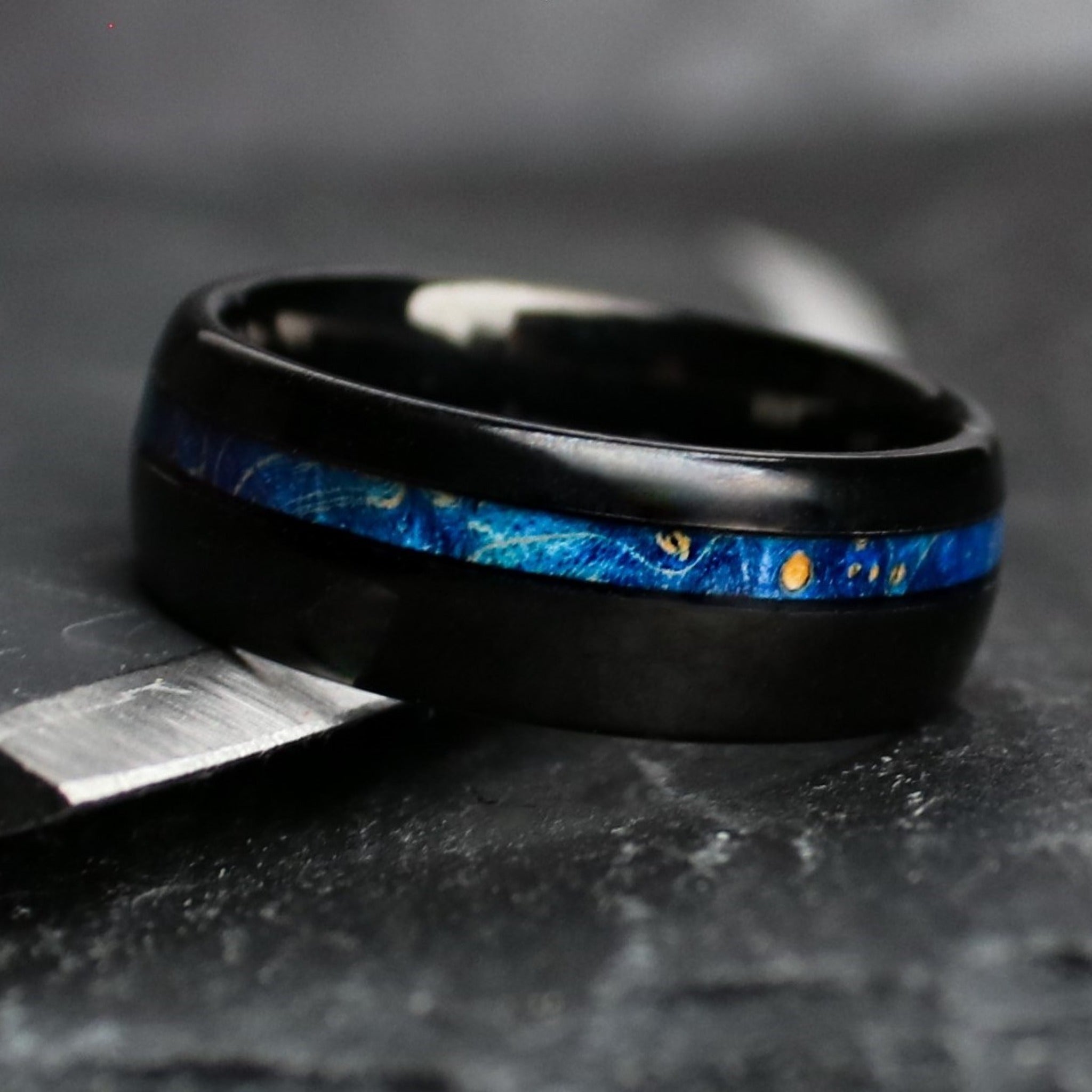The-Starry-Night-Gorgeous-Wood-and-Black-Metal-Ring-1.jpg The Starry Night - Image 1