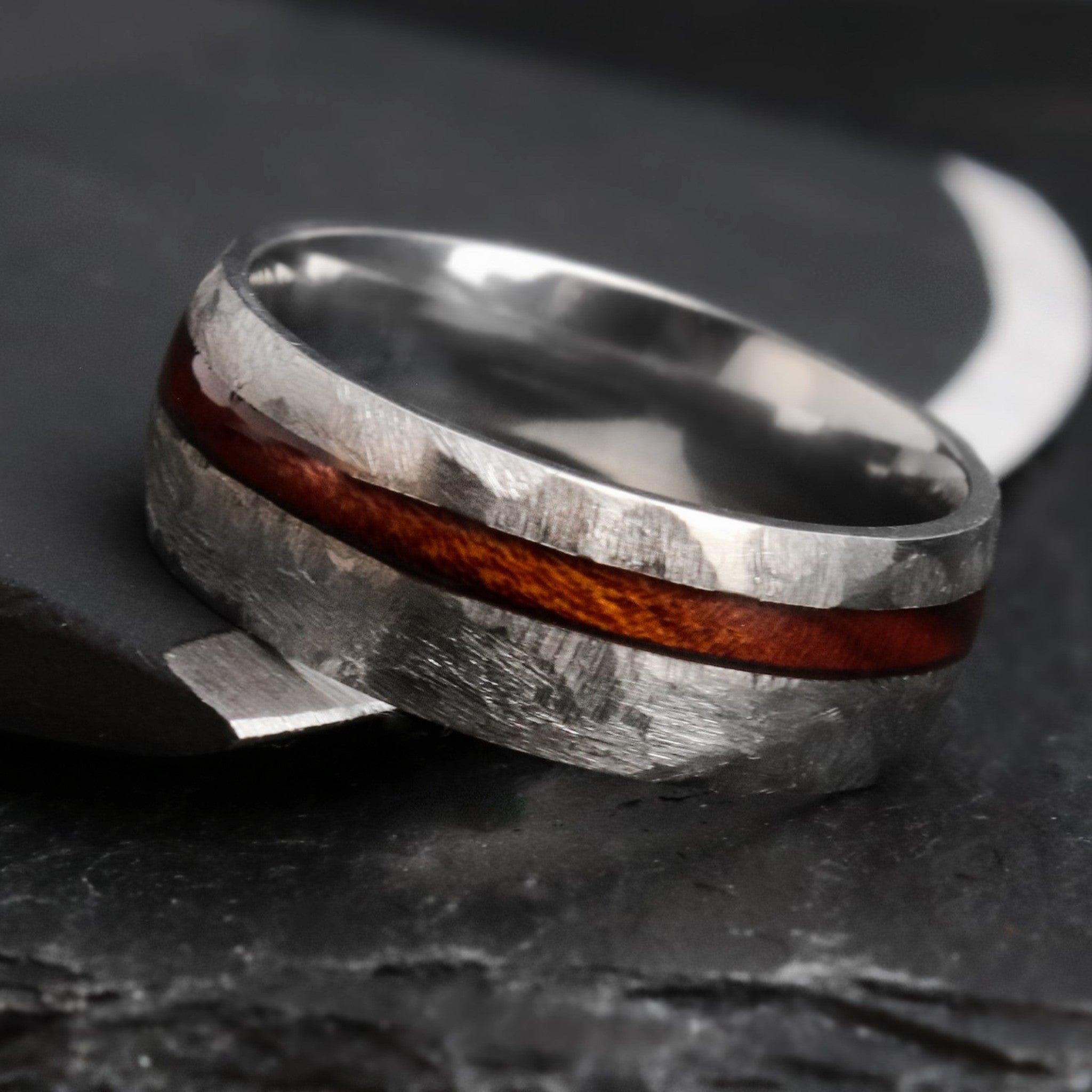The-Vitae-Hammered-8mm-Wood-Wedding-Ring-1.jpg The Vitae - Image 1