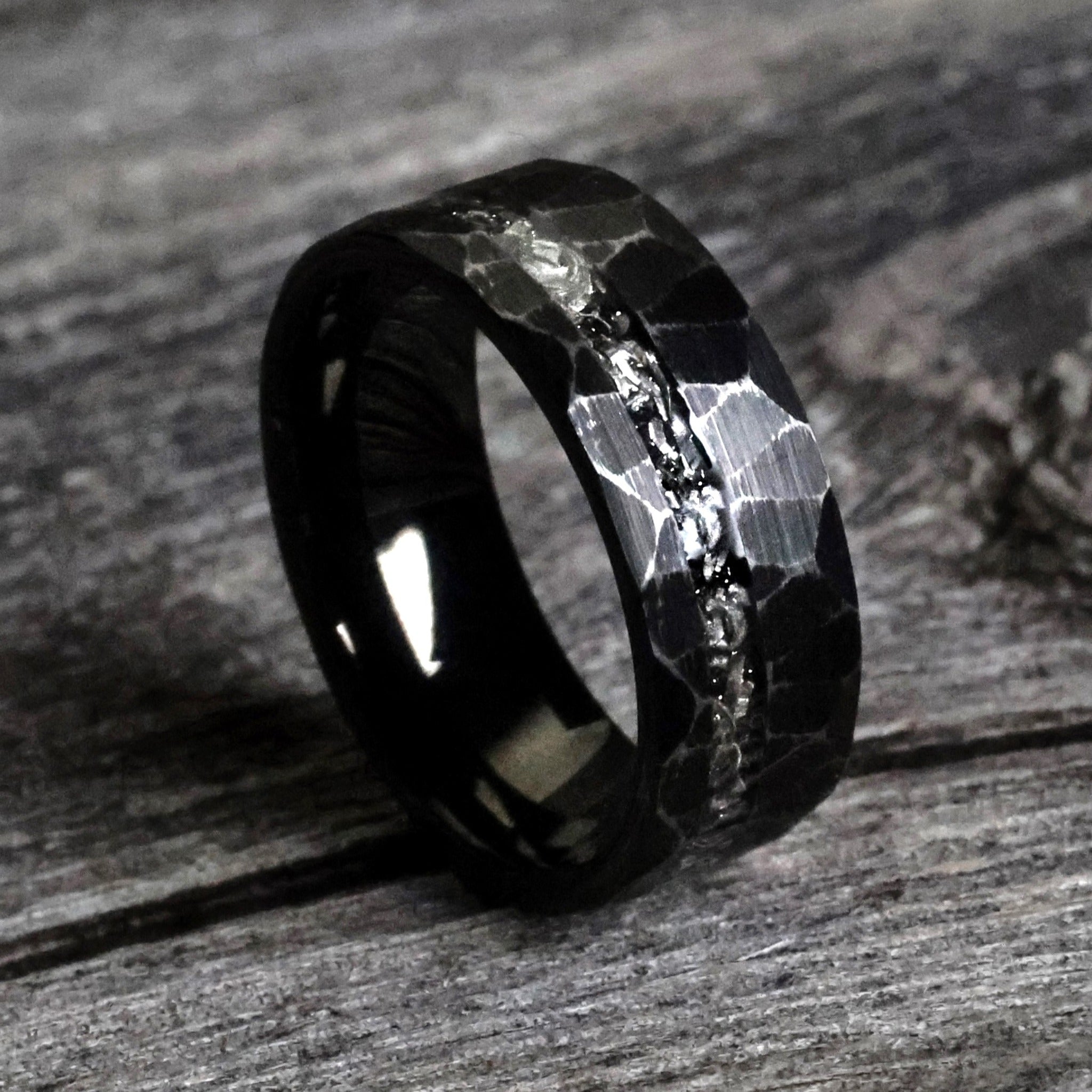 The-Voyager-Rustic-Hammered-Meteorite-Wedding-Ring-1.jpg The Voyager - Image 1