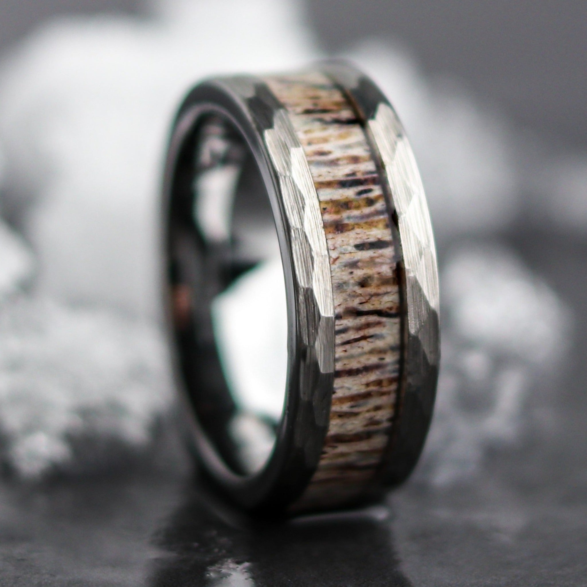 The-Yee-Hammered-Antler-Mens-Wedding-Band-1.jpg The Yee - Image 1