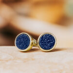 Geo Blue Round Druzy Stud