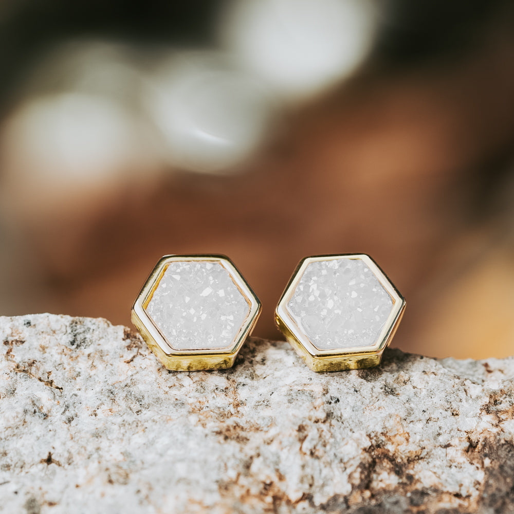 earringinnature202205240176-Edit.jpg Geo Champagne Hex Druzy Earrings - Image 1