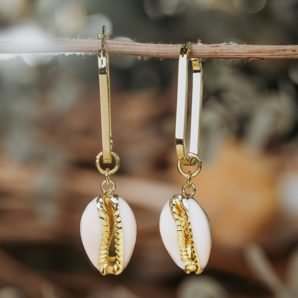 earringinnature202205240187-Edit.jpg Gold Dipped Shell Drop Earrings - Image 1