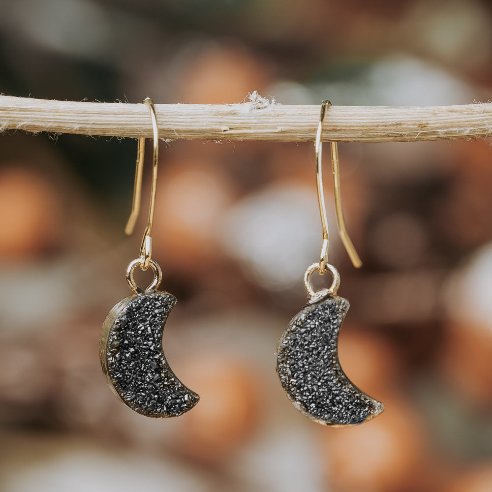 earringinnature202205240218-Edit.jpg Crescent Black Druzy Earrings - Image 1