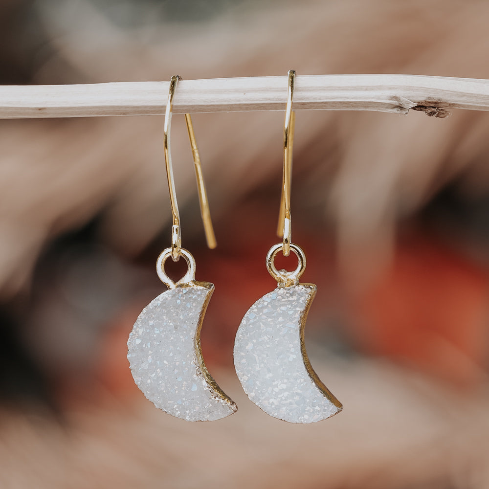 earringinnature202205240220-Edit.jpg Crescent White Druzy Earrings - Image 1