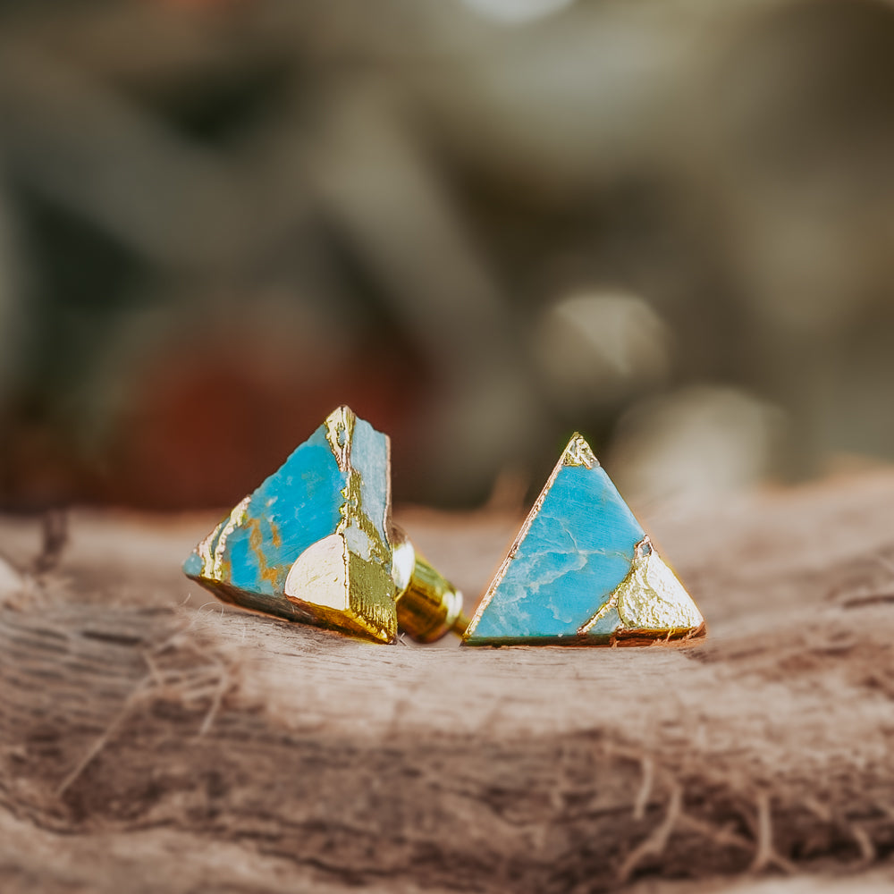 earringinnatureupdate0006-Edit.jpg Lakeside Triangle Turquoise Stud Earrings - Image 1