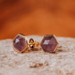 Hex Amethyst Stud Earrings